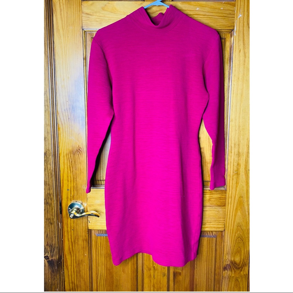 VINTAGE 80’s Bodycon Dress- Small Fuchsia - Picture 1 of 2